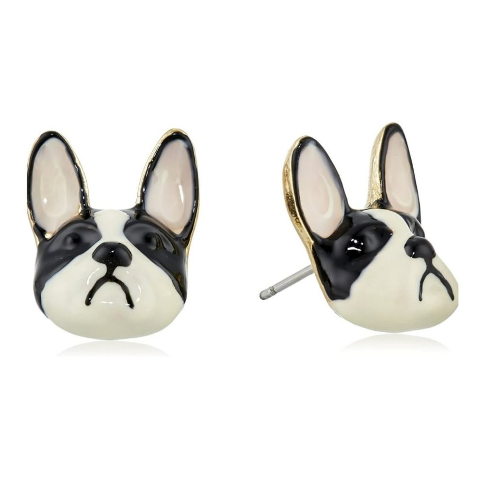 NWT BETSEY JOHNSON FRENCH BULLDOG Stud Earrings